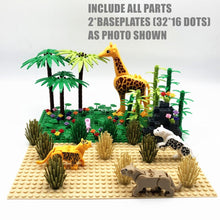 Load image into Gallery viewer, Rain Forest Parts Animal Green Grass Jungle Bush Flower Tree Plants Building Blocks DIY MOC Assemble Compatible s Baseplate