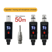Load image into Gallery viewer, Rechargeable UHF Wireless XLR Transmitter and XLR Receiver for Two Microphones Compatible with Audio Mixer