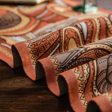 Load image into Gallery viewer, Retro American Orange Peris Printed Table Runner Tablecloth with Tassels Wedding Decoration Table Track The Foam Runners Home