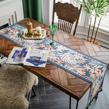 Load image into Gallery viewer, Retro American Orange Peris Printed Table Runner Tablecloth with Tassels Wedding Decoration Table Track The Foam Runners Home