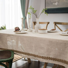 Load image into Gallery viewer, Retro Elegant Charming Rectangular Flax Table Cloth,Rope Lace Polyester Linen Tablecloth,Party Wedding Decoration Table Cover