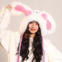 Load image into Gallery viewer, Fashion Winter Balaclava Hat Windproof Thickened Ear Protection Hat Blush Rabbit Ear Keep Warm Fluffy Pullover Hat Outdoor
