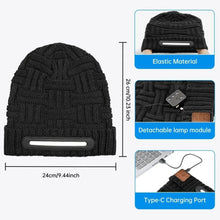 Load image into Gallery viewer, Winter Warm Bluetooth Music Knitted Hat Plus Velvet USB Rechargeable Ear Protection Hat Coldproof Supporting Wireless Calls