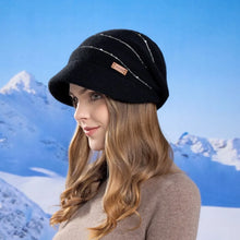 Load image into Gallery viewer, Soft Knitted Hat Warm Thickened Windproof Design Short Brim Beanie Wide Brim Casual Style Winter Beanies Small Face Fit