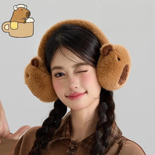 Load image into Gallery viewer, Cute Cozy Capybara Earmuffs Cartoon Design Warm Ear Earflap Hat Thickened Winter Ear Covers Women Accessory