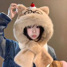 Load image into Gallery viewer, New Windproof Integrated Cap Scarf Thickened Soft Beanie Hat Scarf Warm Ear Pullover Cap Women