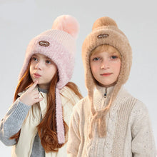 Load image into Gallery viewer, 3-10Y Boys & Girls Warm Winter with Soft Lining Cozy Outdoor & Casual Plush Bear Hooded Hat - Cute Cartoon Bear Ears,