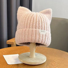 Load image into Gallery viewer, Cat Ear Beanie Winter Hat Warm Knitted Cap with Windproof Thickened Design Cute Autumn Winter Warm Accessories for Women Girls