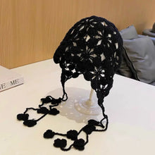 Load image into Gallery viewer, Bohemian Style Hand-knitted Hollow Flowers Hat Elegant Soft Women Hat Crochet Fringed Cute Beret Cap for Women Photography