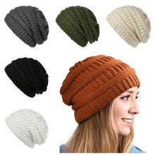 Load image into Gallery viewer, Stylish Solid Color Warm Knitted Hat Soft Elastic Windproof Winter Knit Beanies Keep Warm Without Brim Knit Slouchy Beanie Adult