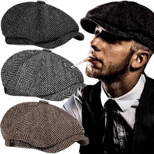 Load image into Gallery viewer, Retro spring and autumn casual wool British octagonal hat men's duck tongue Hat Beret men's autumn and winter women's daily chil