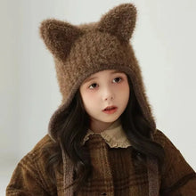 Load image into Gallery viewer, New Winter Knitted Hat Warm Cartoon Beanie Cap with Cat Ears Unisex Bonnet Hats For Girls Boys