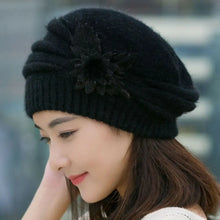 Load image into Gallery viewer, Keep Warm Knitted Wool Winter Flower Hat Warm Soft Mom Hat Pure Color Female Berets Autumn Winter