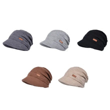 Load image into Gallery viewer, Soft Knitted Hat Casual Style Warm Thickened Fleece Lined Bonnet Windproof Design Wide Brim Short Brim Beanie Autumn Winter