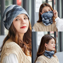 Load image into Gallery viewer, Multifunctional Cartoon Knitted Woolen Scarf Windproof Cold-proof Cover Head Cap Keep Warm Thickened Bib Twist Cap Women