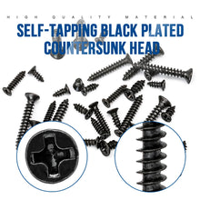 Load image into Gallery viewer, 450/1200pcs Cross Flat Head Tapping Screws Kit M1.2 M1.4 M1.5 M1.7 M2 M2.3 M2.6 M3 Carbon Steel Black Phillips Screws Set