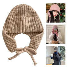 Load image into Gallery viewer, Hood Earmuff Thickened Knitted Hat Super Soft Soft Fleece Lining Winter Hat Fashion Warm Bonnet Caps Winter Season