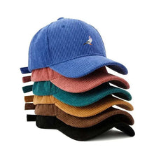 Load image into Gallery viewer, Corduroy baseball cap for men and women in autumn and winter, warm and embroidered pigeon pattern for daily leisure gatherings