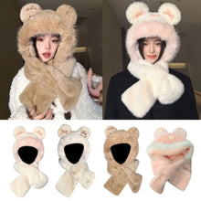 Load image into Gallery viewer, Fashion Winter Balaclava Hat Windproof Thickened Beanies Cap Bowknot Keep Warm Integrated Scarf Hat Set Outdoor