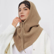 Load image into Gallery viewer, Winter Balaclava Hat Scarf for Women Knitted Hooded Caps Outdoor Warm One-Piece Neck Collar Beanies Hats for Girls