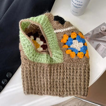 Load image into Gallery viewer, Windproof Crochet Flower Handmade Balaclava Hat Colorful Neck Warm Pullover Hat Ear Protection Knitted Yarn Hat Outdoor
