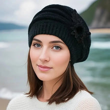 Load image into Gallery viewer, Hat Women's Winter Flower Hat Thick Beret Warm Knitted Wool Hat Autumn Winter Mom Hat