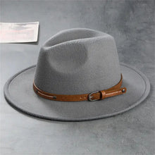 Load image into Gallery viewer, NEWWool Fedora Hat For Women Men Winter Autumn Fashion Church Jazz Hats Viking British Flat Brim Felt Hat Outdoor Casual Fedoras