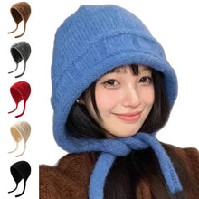 Load image into Gallery viewer, Women's Fashion Warm Strap Knit Hat Soft Thick Beanie Hat Binding Knitted Classic Earmuff Hat Snow Outdoor