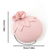 Load image into Gallery viewer, Party Fedora Hat Fashion Luxury Beanies Elegant British 100% Wool Felt Hat Photography Flower Beret with Veil for Ladies Wear