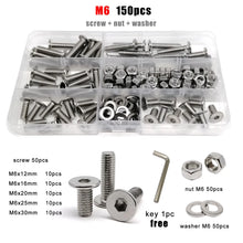 Load image into Gallery viewer, 1 Box M1.6 M2 M2.5 M3 M4 M5 M6 M8 304 Stainless Steel CM Hexagon Socket Allen Ultra Thin Flat Wafer Head Screw Bolt Nut Set Kit