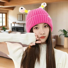 Load image into Gallery viewer, Funny With Eyes Knitted Beanies Hat Solid Color Wear Resistant LED Glowing Hat Warm Knit Hat for Women Girls Parent-Unisex Style