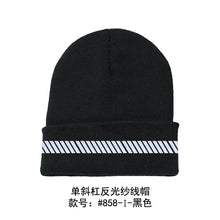 Load image into Gallery viewer, High Visibility Safety Beanie Reflective Knit Ribbed Hats Warm Winter Bonnets for Night Running Hiking Cycling