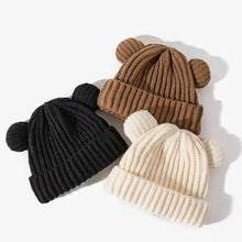 Load image into Gallery viewer, Cute Bear Ear Outdoor Knitted Hat Hooded Windproof Hat Scarf Set Thickened Winter Balaclava Face And Ear Protection