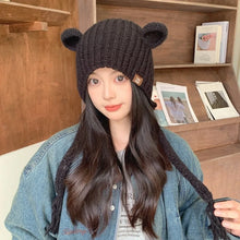 Load image into Gallery viewer, Cute Ear Protection Bear Ear Hat Keep Warm Solid Color Knitted Hat Headgear Ear Protection Hat Winter