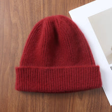 Load image into Gallery viewer, 100%Merino Wool Beanies For Women&Men Winter Warm Soft Solid Knitted Thick Skullies Cap Flipped Heap Pullover Cap Ski Bonnet