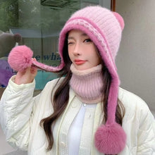 Load image into Gallery viewer, New Knitted Knitted Hat Fur Balls Pompom Ear Protection Hat Coldproof Windproof Pullover Cap Outdoor Sports