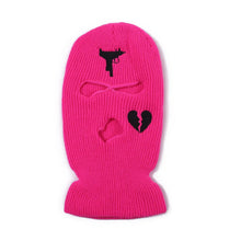 Load image into Gallery viewer, Unisex 3 Hole Winter Knitted Hat Outdoor Sports Full Face Cover Ski Mask Warm Knit Cap Balaclava for Adult Love Heart logo