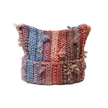 Load image into Gallery viewer, Mixed Color Cat Ears Hat Gradient Color Striped Pattern Crochet Beanie Fringed Design Thick Line Knitting Hat Children's Hat