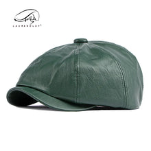 Load image into Gallery viewer, Men Women Ivy Cap Newsboy Hat Adjustable Faux PU Leather Berets for Spring Summer Autumn Gatsby