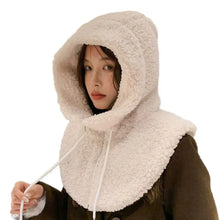 Load image into Gallery viewer, Windproof Winter Balaclava Hats Thicken Warm Artificial Lamb Artificial Cashmere Hooded Caps Drawstring Thicken Winter Caps