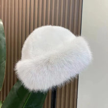 Load image into Gallery viewer, Fashion Headwear Fluffy Fur Winter Hat Solid Color Thicken Bucket Hat Cold Windproof Fisherman Hat for Women Girls