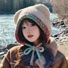 Load image into Gallery viewer, Casual Bear Ear Knitted Woolen Hat Thickened Windproof Beanies Cap Keep Warm Winter Bomber Cap Outdoor