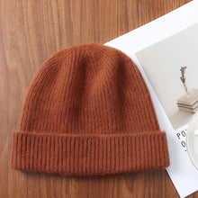 Load image into Gallery viewer, 100%Merino Wool Beanies For Women&Men Winter Warm Soft Solid Knitted Thick Skullies Cap Flipped Heap Pullover Cap Ski Bonnet