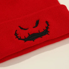Load image into Gallery viewer, Halloween Ghost Face Embroidered Knitted Hat for Autumn and Winter Warmth, Ear Protection, Beanies, Suitable for Outdoor Warmth