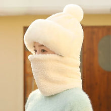 Load image into Gallery viewer, 2pcs Womens Winter Warm Elastic Ear Protection Knitt Scarf Mask Hat Fleece Lined Beanie Hat One-Piece Hat for Outdoor,daily Wear