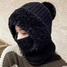 Load image into Gallery viewer, New Warm Scarf Mask Integrated Hat Pompom Windproof Hooded Hat Coldproof Pullover Cap For Outdoor Cycling Skiing