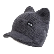 Load image into Gallery viewer, Women's Winter Hat Fashion Faux Fur Knitted Hat Soft Cat Ear Beanie Hats Female Streetwear Cap