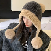 Load image into Gallery viewer, Casual Windproof Knitted Hat Thickened Keep Warm Ear Protection Hat Coldproof Beanies Cap for Women Girls