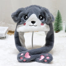Load image into Gallery viewer, Funny Cartoon Glowing Moving Hat Neck Warmer Headwear Animal Earflap Hat Animal Movable Ears Airbag Cap Winter