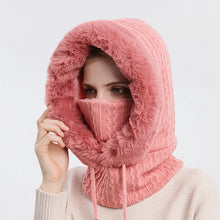 Load image into Gallery viewer, Winter Hat For Women Hooded Face Mask Fluff Keep Warm Thicken Style Neck Scarf Hooded Cap Beanie Knitted Cashmere Neck Warmer